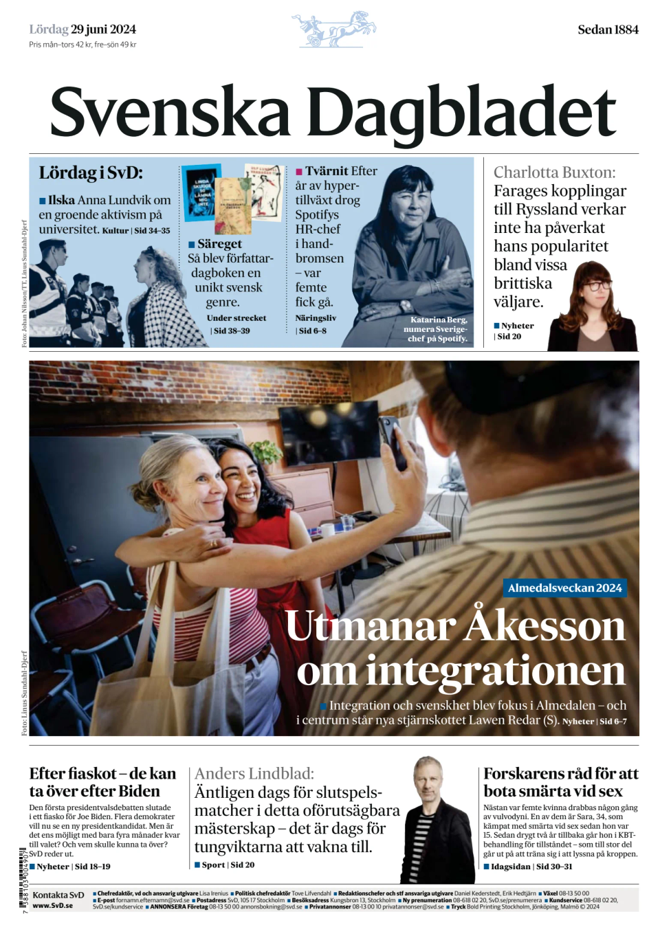 Prima-pagina-Svenska Dagbladet-edizione-di-oggi-20240629